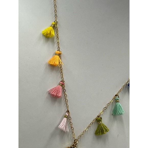 Molly Phillips Multicolor Fringe‎ Tassel Initial K Gold Tone Necklace - Picture 8 of 15